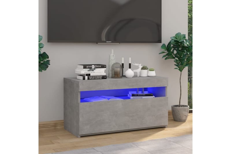 Tv-bänk med LED-belysning betonggrå 75x35x40 cm - Grå - Möbler - Tv möbel & mediamöbel - TV bänk & mediabänk