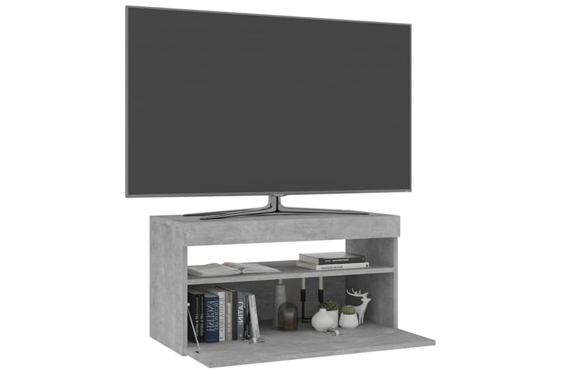 Tv-bänk med LED-belysning betonggrå 75x35x40 cm - Grå - Möbler - Tv möbel & mediamöbel - TV bänk & mediabänk