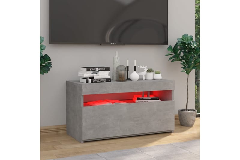 Tv-bänk med LED-belysning betonggrå 75x35x40 cm - Grå - Möbler - Tv möbel & mediamöbel - TV bänk & mediabänk