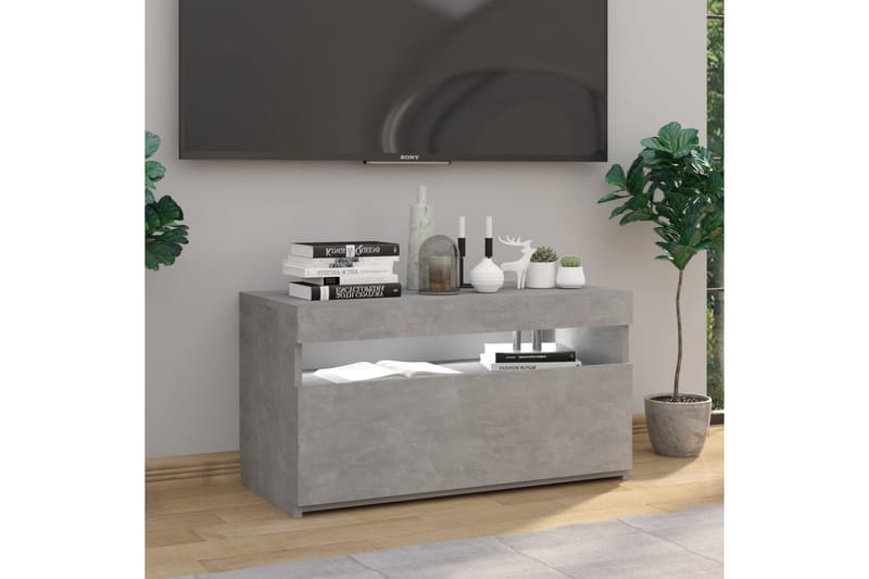 Tv-bänk med LED-belysning betonggrå 75x35x40 cm - Grå - Möbler - Tv möbel & mediamöbel - TV bänk & mediabänk