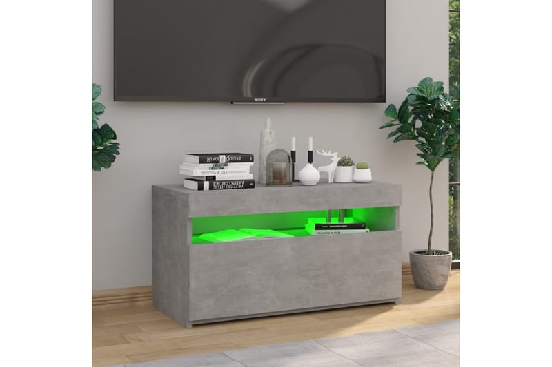 Tv-bänk med LED-belysning betonggrå 75x35x40 cm - Grå - Möbler - Tv möbel & mediamöbel - TV bänk & mediabänk
