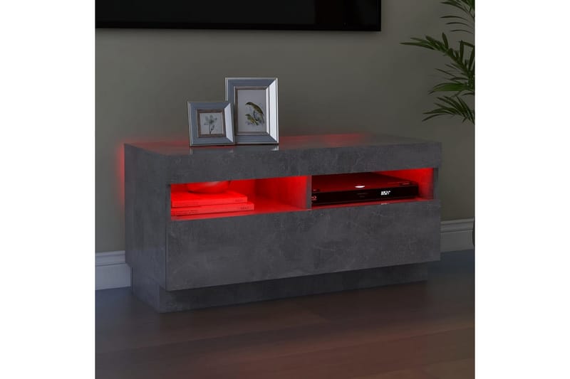 TV-bänk med LED-belysning betonggrå 80x35x40 cm - Grå - Möbler - Tv möbel & mediamöbel - TV bänk & mediabänk
