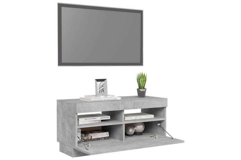TV-bänk med LED-belysning betonggrå 80x35x40 cm - Grå - Möbler - Tv möbel & mediamöbel - TV bänk & mediabänk