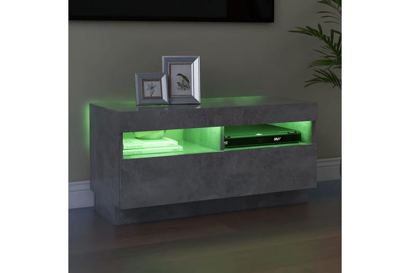 TV-bänk med LED-belysning betonggrå 80x35x40 cm - Grå - Möbler - Tv möbel & mediamöbel - TV bänk & mediabänk
