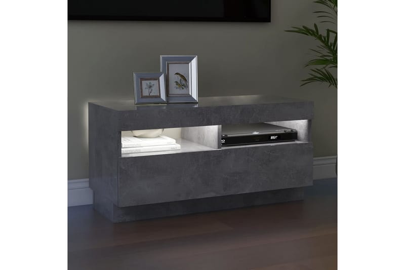 TV-bänk med LED-belysning betonggrå 80x35x40 cm - Grå - Möbler - Tv möbel & mediamöbel - TV bänk & mediabänk