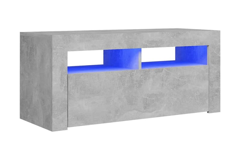TV-bänk med LED-belysning betonggrå 90x35x40 cm - Grå - TV bänk & mediabänk
