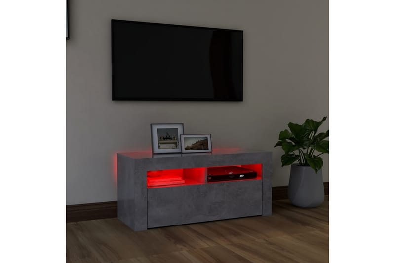 TV-bänk med LED-belysning betonggrå 90x35x40 cm - Grå - Möbler - Tv möbel & mediamöbel - TV bänk & mediabänk