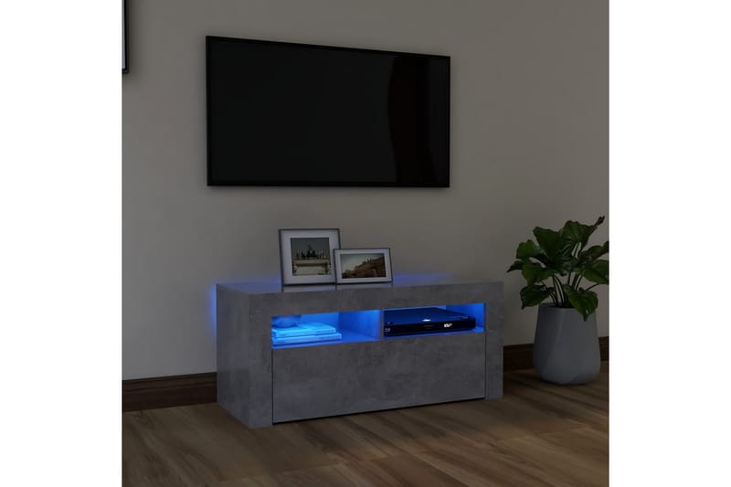 TV-bänk med LED-belysning betonggrå 90x35x40 cm - Grå - Möbler - Tv möbel & mediamöbel - TV bänk & mediabänk