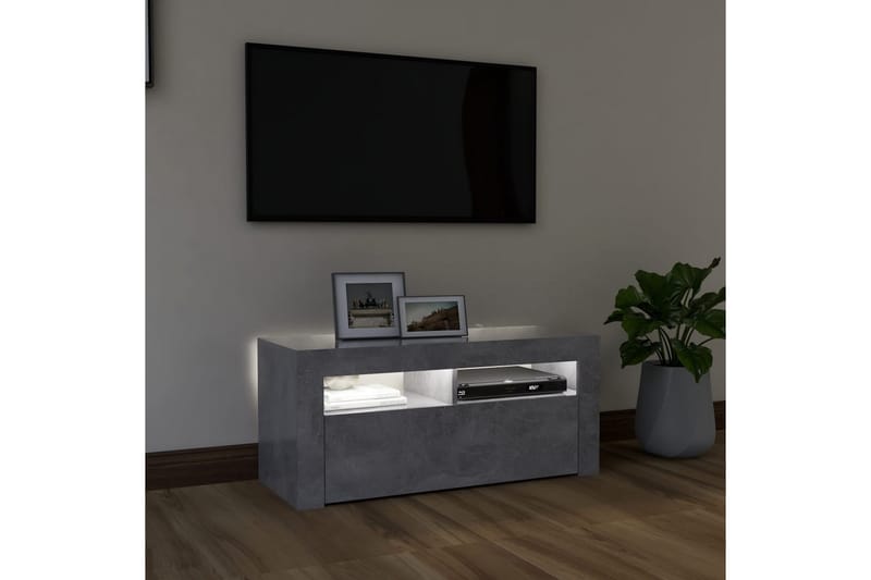 TV-bänk med LED-belysning betonggrå 90x35x40 cm - Grå - Möbler - Tv möbel & mediamöbel - TV bänk & mediabänk
