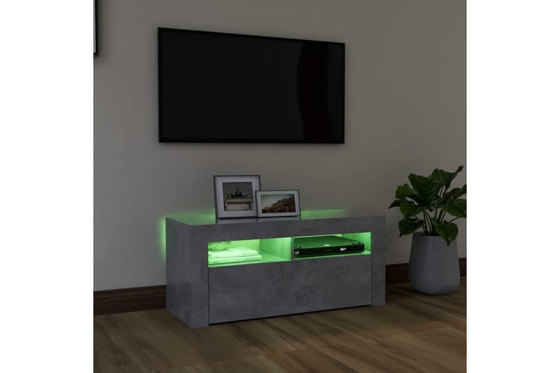 TV-bänk med LED-belysning betonggrå 90x35x40 cm - Grå - Möbler - Tv möbel & mediamöbel - TV bänk & mediabänk