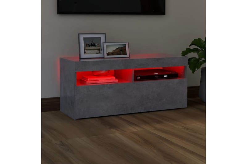 TV-bänk med LED-belysning betonggrå 90x35x40 cm - Grå - Möbler - Tv möbel & mediamöbel - TV bänk & mediabänk