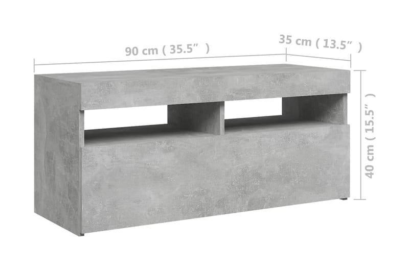 TV-bänk med LED-belysning betonggrå 90x35x40 cm - Grå - Möbler - Tv möbel & mediamöbel - TV bänk & mediabänk
