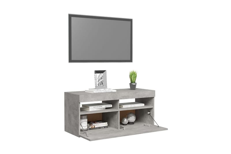 TV-bänk med LED-belysning betonggrå 90x35x40 cm - Grå - Möbler - Tv möbel & mediamöbel - TV bänk & mediabänk