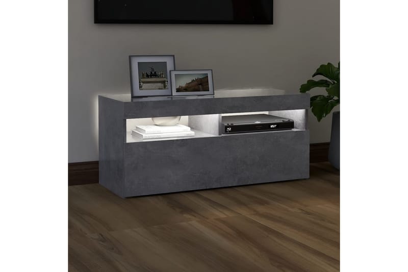TV-bänk med LED-belysning betonggrå 90x35x40 cm - Grå - Möbler - Tv möbel & mediamöbel - TV bänk & mediabänk