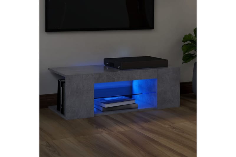 TV-bänk med LED-belysning betonggrå 90x39x30 cm - Grå - Möbler - Tv möbel & mediamöbel - TV bänk & mediabänk
