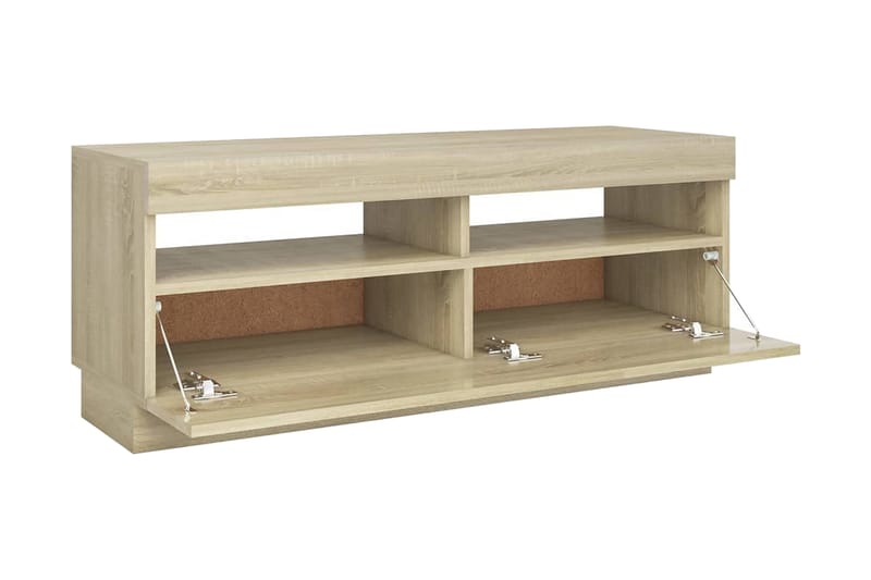 TV-bänk med LED-belysning sonoma-ek 100x35x40 cm - Brun - Möbler - Tv möbel & mediamöbel - TV bänk & mediabänk
