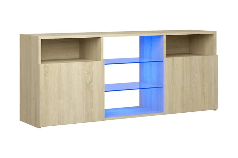 TV-bänk med LED-belysning sonoma-ek 120x30x50 cm - Brun - Möbler - Tv möbel & mediamöbel - TV bänk & mediabänk