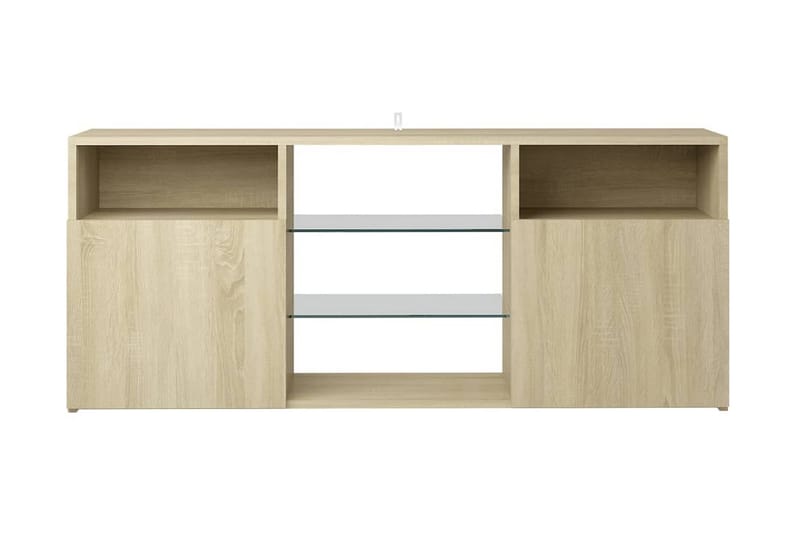TV-b�änk med LED-belysning sonoma-ek 120x30x50 cm - Brun - Möbler - Tv möbel & mediamöbel - TV bänk & mediabänk