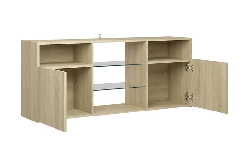 TV-bänk med LED-belysning sonoma-ek 120x30x50 cm - Brun - Möbler - Tv möbel & mediamöbel - TV bänk & mediabänk