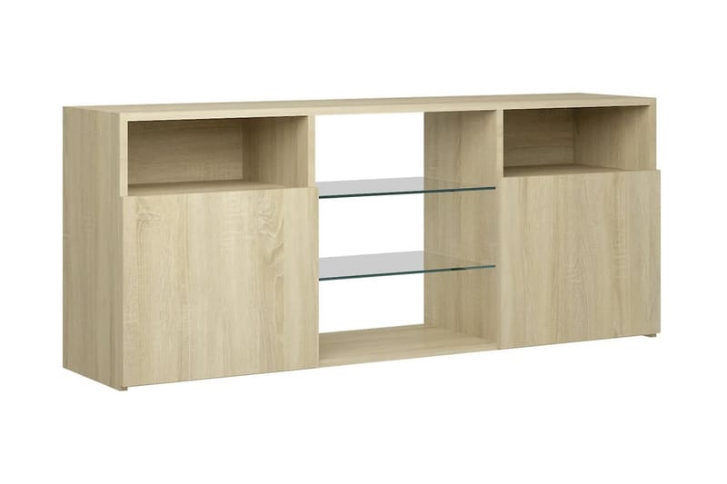 TV-bänk med LED-belysning sonoma-ek 120x30x50 cm - Brun - Möbler - Tv möbel & mediamöbel - TV bänk & mediabänk