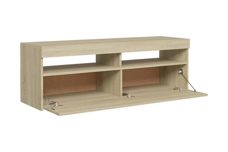 TV-bänk med LED-belysning sonoma-ek 120x35x40 cm - Brun - Möbler - Tv möbel & mediamöbel - TV bänk & mediabänk