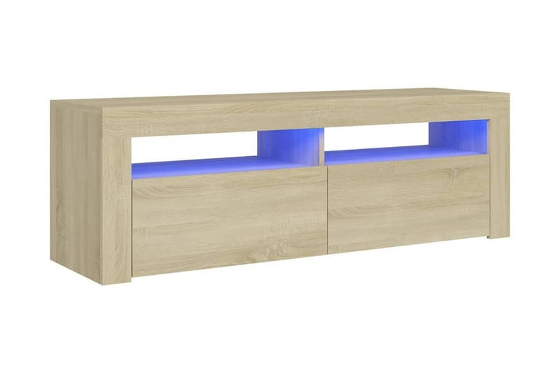 TV-bänk med LED-belysning sonoma-ek 120x35x40 cm - Brun - Möbler - Tv möbel & mediamöbel - TV bänk & mediabänk