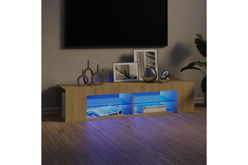 TV-bänk med LED-belysning sonoma-ek 135x39x30 cm - Brun - Möbler - Tv möbel & mediamöbel - TV bänk & mediabänk