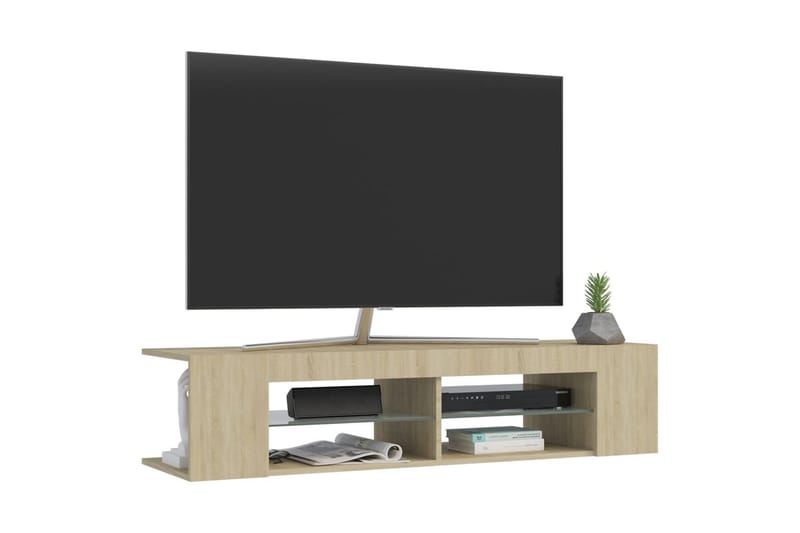 TV-bänk med LED-belysning sonoma-ek 135x39x30 cm - Brun - Möbler - Tv möbel & mediamöbel - TV bänk & mediabänk