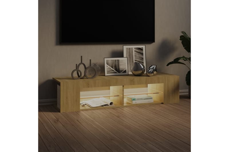 TV-bänk med LED-belysning sonoma-ek 135x39x30 cm - Brun - Möbler - Tv möbel & mediamöbel - TV bänk & mediabänk