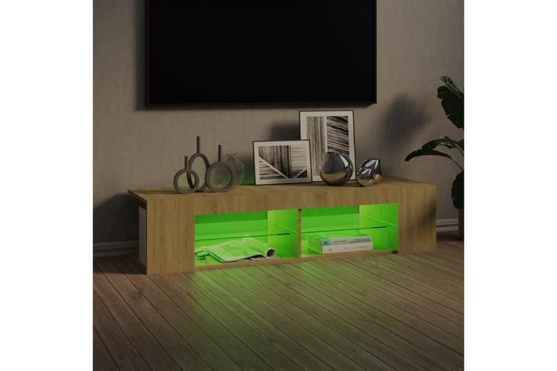 TV-bänk med LED-belysning sonoma-ek 135x39x30 cm - Brun - Möbler - Tv möbel & mediamöbel - TV bänk & mediabänk