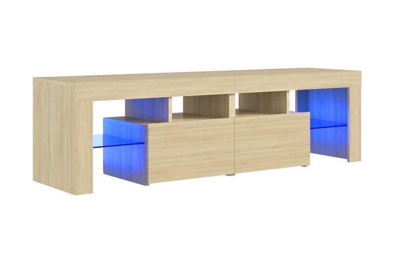 TV-bänk med LED-belysning sonoma-ek 140x35x40 cm - Brun - Möbler - Tv möbel & mediamöbel - TV bänk & mediabänk