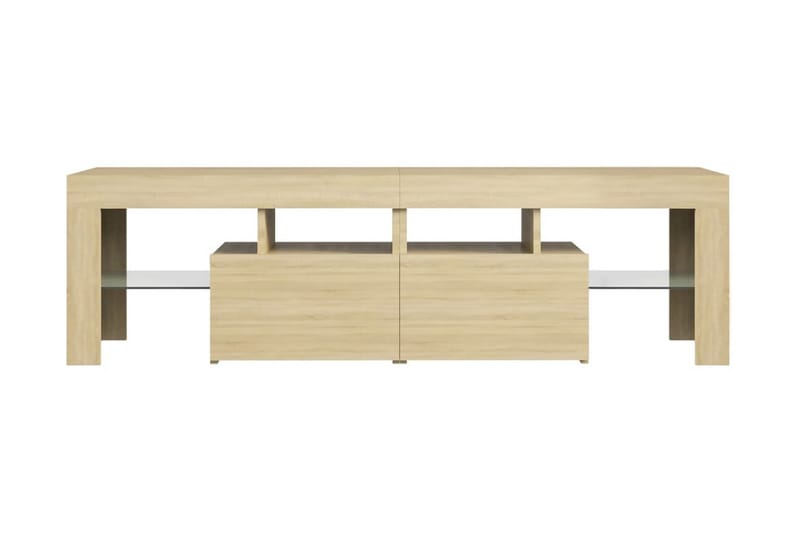 TV-b�änk med LED-belysning sonoma-ek 140x35x40 cm - Brun - Möbler - Tv möbel & mediamöbel - TV bänk & mediabänk