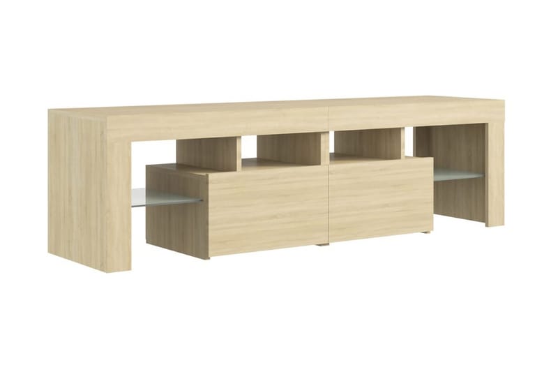 TV-bänk med LED-belysning sonoma-ek 140x35x40 cm - Brun - Möbler - Tv möbel & mediamöbel - TV bänk & mediabänk