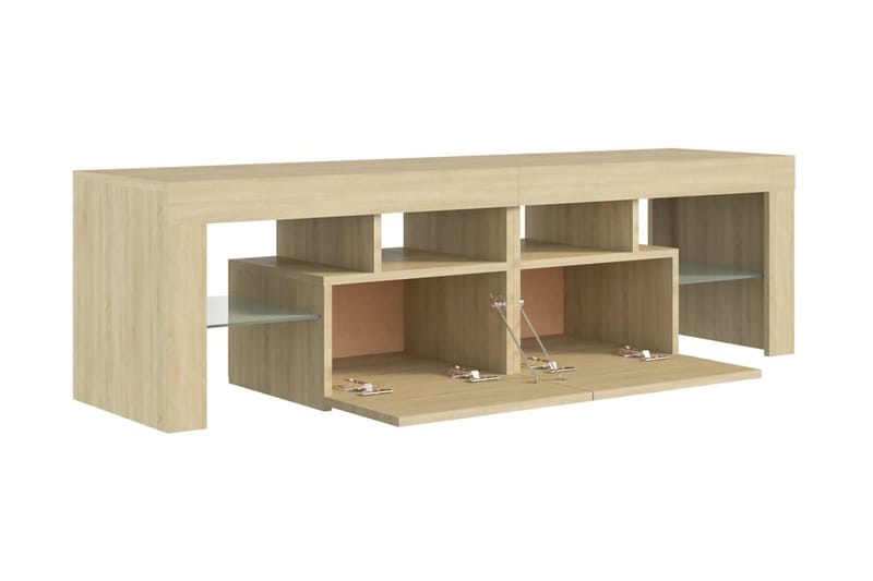 TV-bänk med LED-belysning sonoma-ek 140x35x40 cm - Brun - Möbler - Tv möbel & mediamöbel - TV bänk & mediabänk