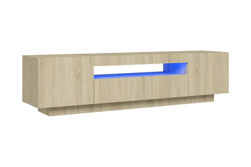 TV-bänk med LED-belysning sonoma-ek 160x35x40 cm - Brun - Möbler - Tv möbel & mediamöbel - TV bänk & mediabänk