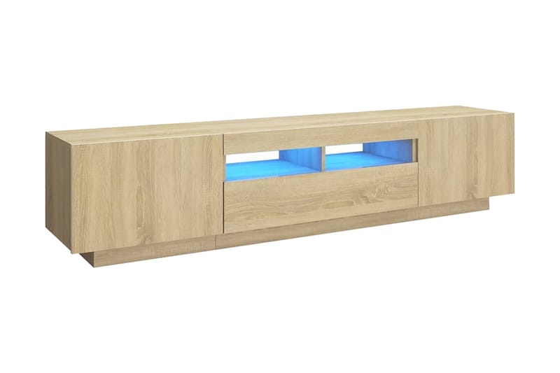 TV-bänk med LED-belysning sonoma-ek 180x35x40 cm - Brun - Möbler - Tv möbel & mediamöbel - TV bänk & mediabänk