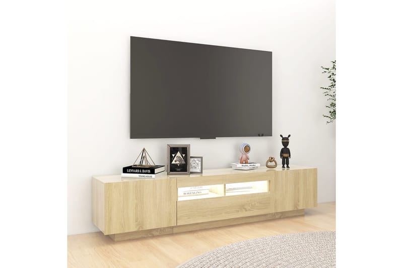 TV-bänk med LED-belysning sonoma-ek 180x35x40 cm - Brun - Möbler - Tv möbel & mediamöbel - TV bänk & mediabänk