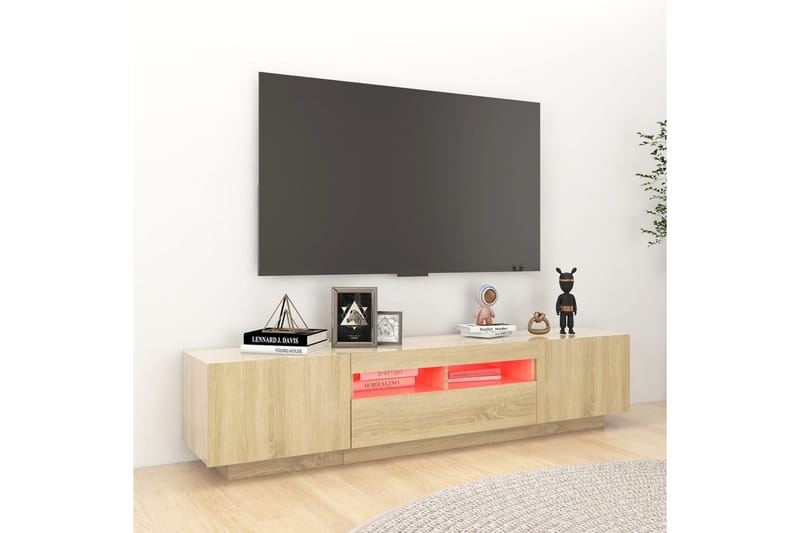 TV-bänk med LED-belysning sonoma-ek 180x35x40 cm - Brun - Möbler - Tv möbel & mediamöbel - TV bänk & mediabänk
