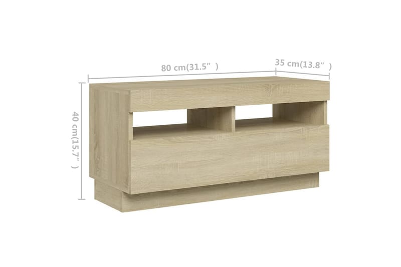 TV-bänk med LED-belysning sonoma-ek 180x35x40 cm - Brun - Möbler - Tv möbel & mediamöbel - TV bänk & mediabänk