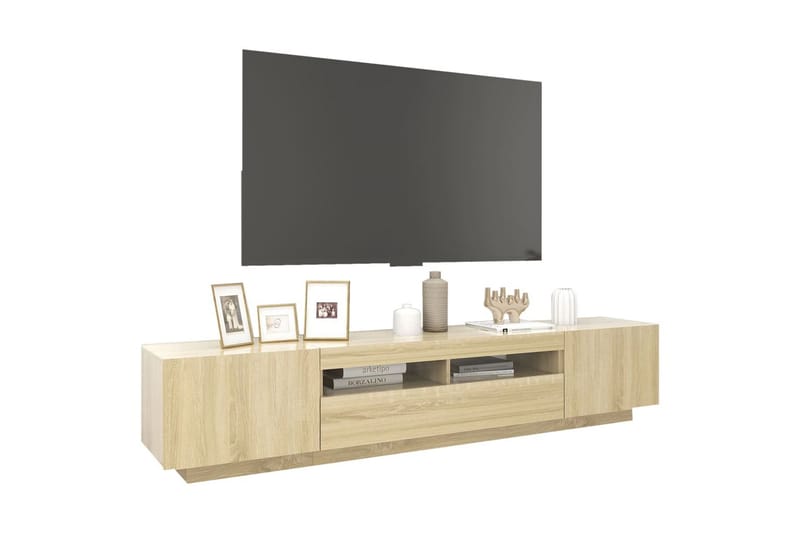 TV-bänk med LED-belysning sonoma-ek 200x35x40 cm - Brun - Möbler - Tv möbel & mediamöbel - TV bänk & mediabänk