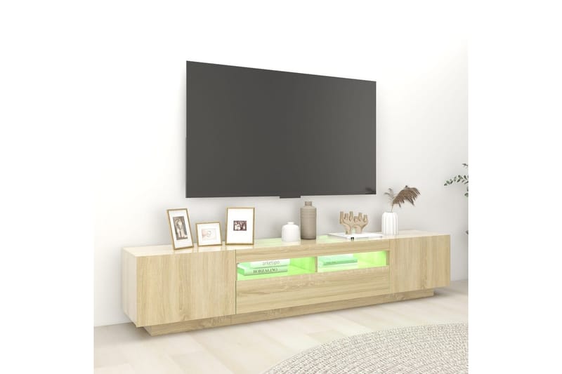 TV-bänk med LED-belysning sonoma-ek 200x35x40 cm - Brun - Möbler - Tv möbel & mediamöbel - TV bänk & mediabänk