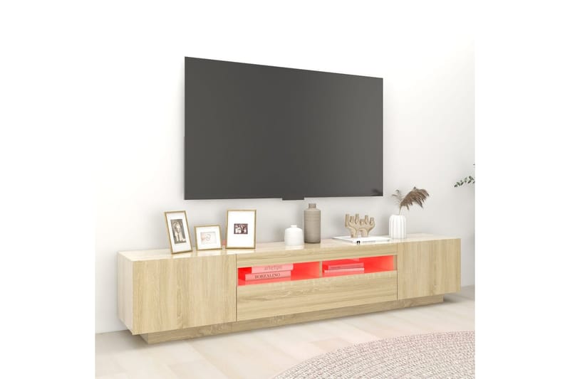 TV-bänk med LED-belysning sonoma-ek 200x35x40 cm - Brun - Möbler - Tv möbel & mediamöbel - TV bänk & mediabänk