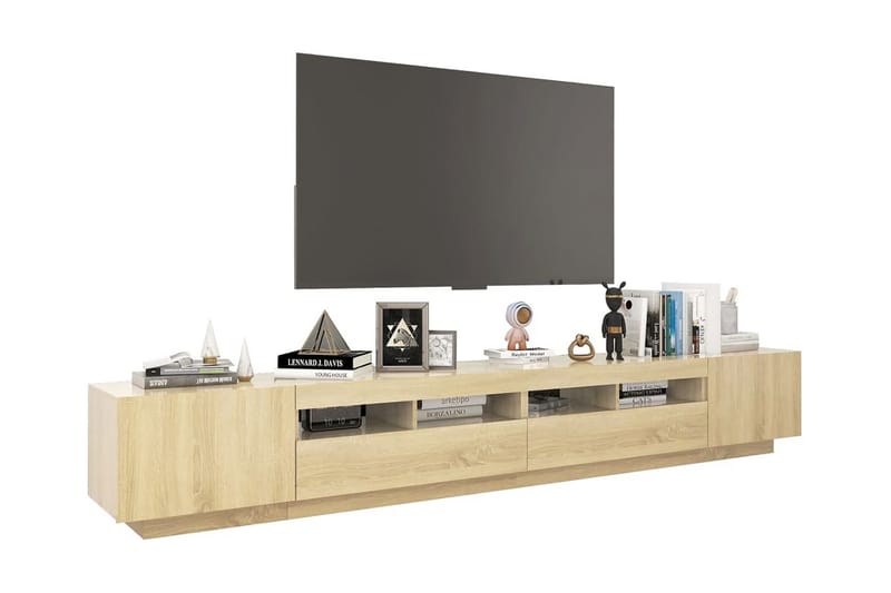 TV-bänk med LED-belysning sonoma-ek 260x35x40 cm - Brun - Möbler - Tv möbel & mediamöbel - TV bänk & mediabänk