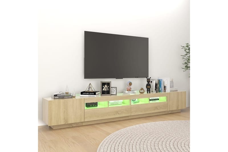 TV-bänk med LED-belysning sonoma-ek 260x35x40 cm - Brun - Möbler - Tv möbel & mediamöbel - TV bänk & mediabänk