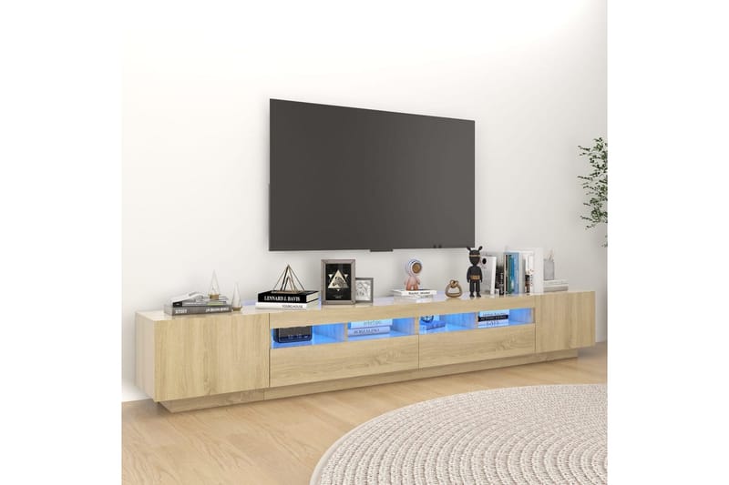 TV-bänk med LED-belysning sonoma-ek 260x35x40 cm - Brun - Möbler - Tv möbel & mediamöbel - TV bänk & mediabänk