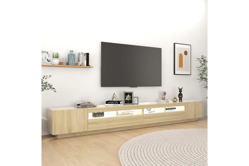 TV-bänk med LED-belysning sonoma-ek 300x35x40 cm - Brun - Möbler - Tv möbel & mediamöbel - TV bänk & mediabänk