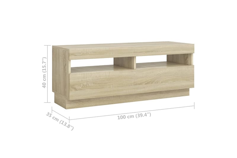 TV-bänk med LED-belysning sonoma-ek 300x35x40 cm - Brun - Möbler - Tv möbel & mediamöbel - TV bänk & mediabänk