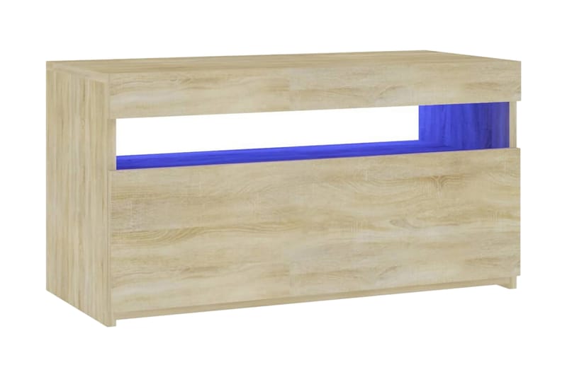 Tv-bänk med LED-belysning sonoma-ek 75x35x40 cm - Brun - Möbler - Tv möbel & mediamöbel - TV bänk & mediabänk