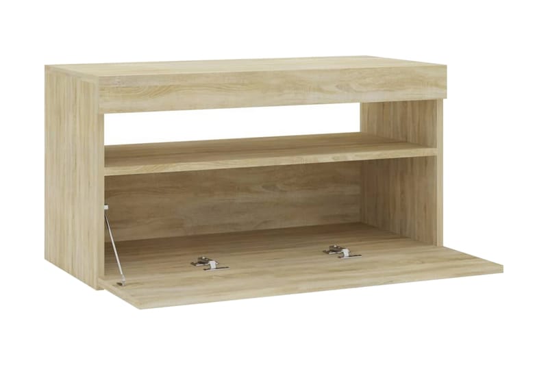 Tv-bänk med LED-belysning sonoma-ek 75x35x40 cm - Brun - Möbler - Tv möbel & mediamöbel - TV bänk & mediabänk
