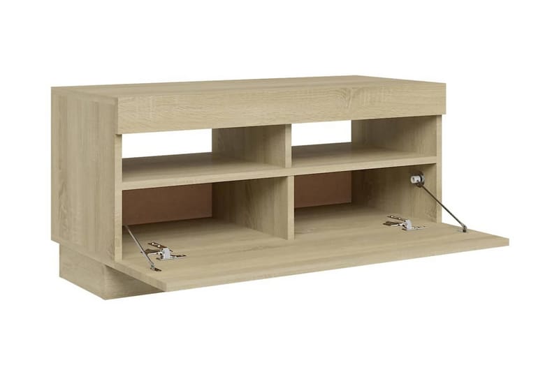 TV-bänk med LED-belysning sonoma-ek 80x35x40 cm - Brun - Möbler - Tv möbel & mediamöbel - TV bänk & mediabänk